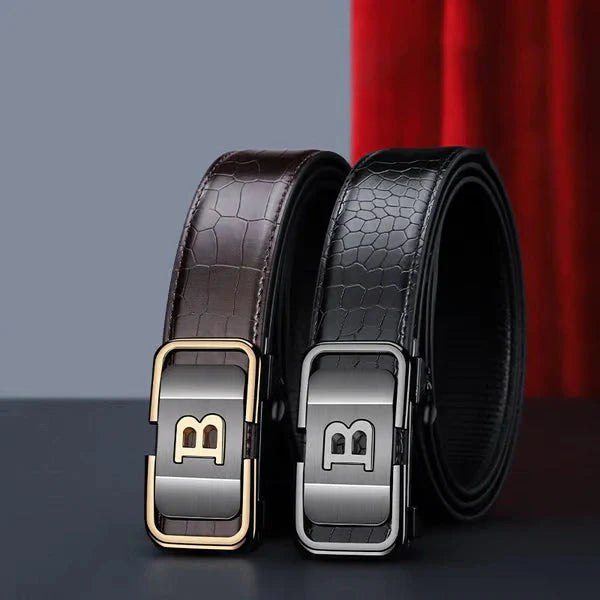 Men's Leather Automatic Buckle Belt _BUY 1 GET 1 FREE (Black & Brown)